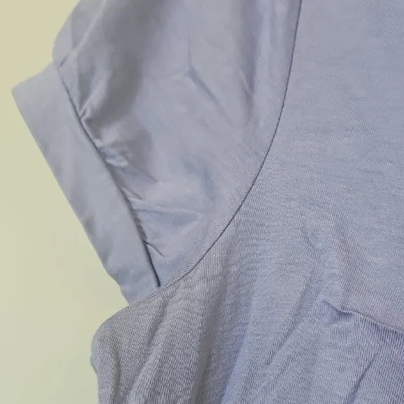 Rw & Co. Nwot Lavender V-Neck Gathered Bust Short Sleeve Cotton Top Sz Large - Picture 3 of 6